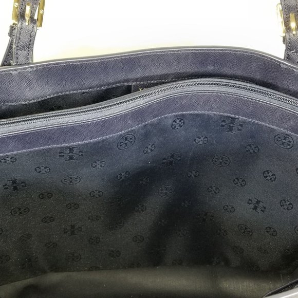 Tory Burch York Buckle Tote, Navy Saffiano Leather - Picture 10 of 14